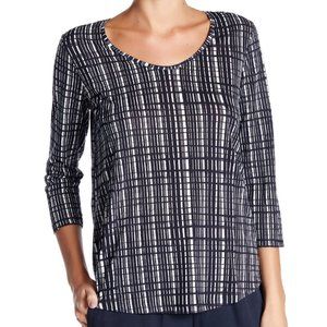 Vince Interlace Print Swing Tee Sz M Scoop Neck